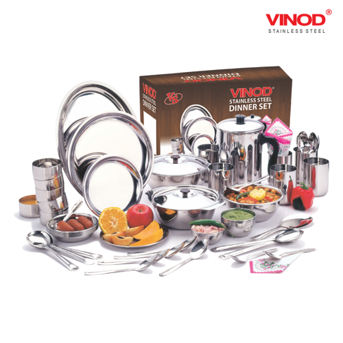 VINOD 51 PIECES DELUXE DINNER SET FOR SIX PERSONS IN TWO BOXES