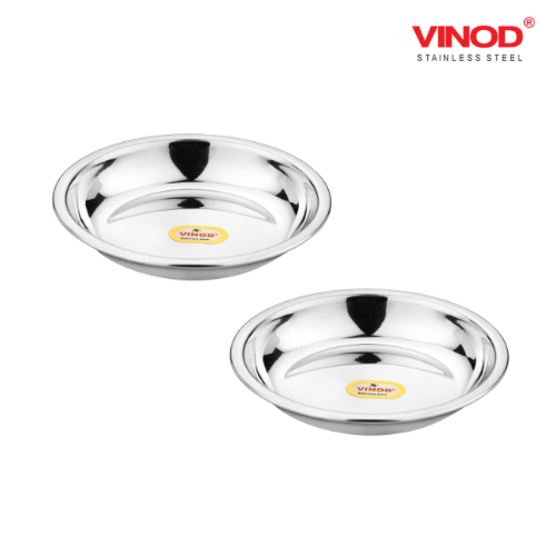 Vinod Stainless Steel Halwa Plate Set of 12 Pieces