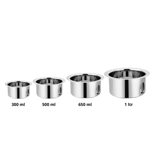 Vinod Stainless Steel Round Bottom Tope without Lid -4 Pieces Set [Small]